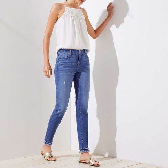 LOFT Double Frayed Hem Modern Skinny Size 27/4 - Picture 2 of 11